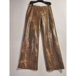 Vtg ISIS Los Angeles 90s Y2K Shiny Snake Print Straight Leg Pants Size M Disco